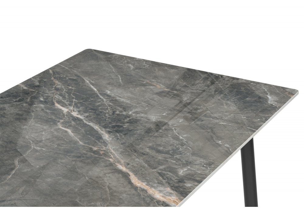 Керамический стол Woodville Rion 120 серый мрамор, черный, ножки черные