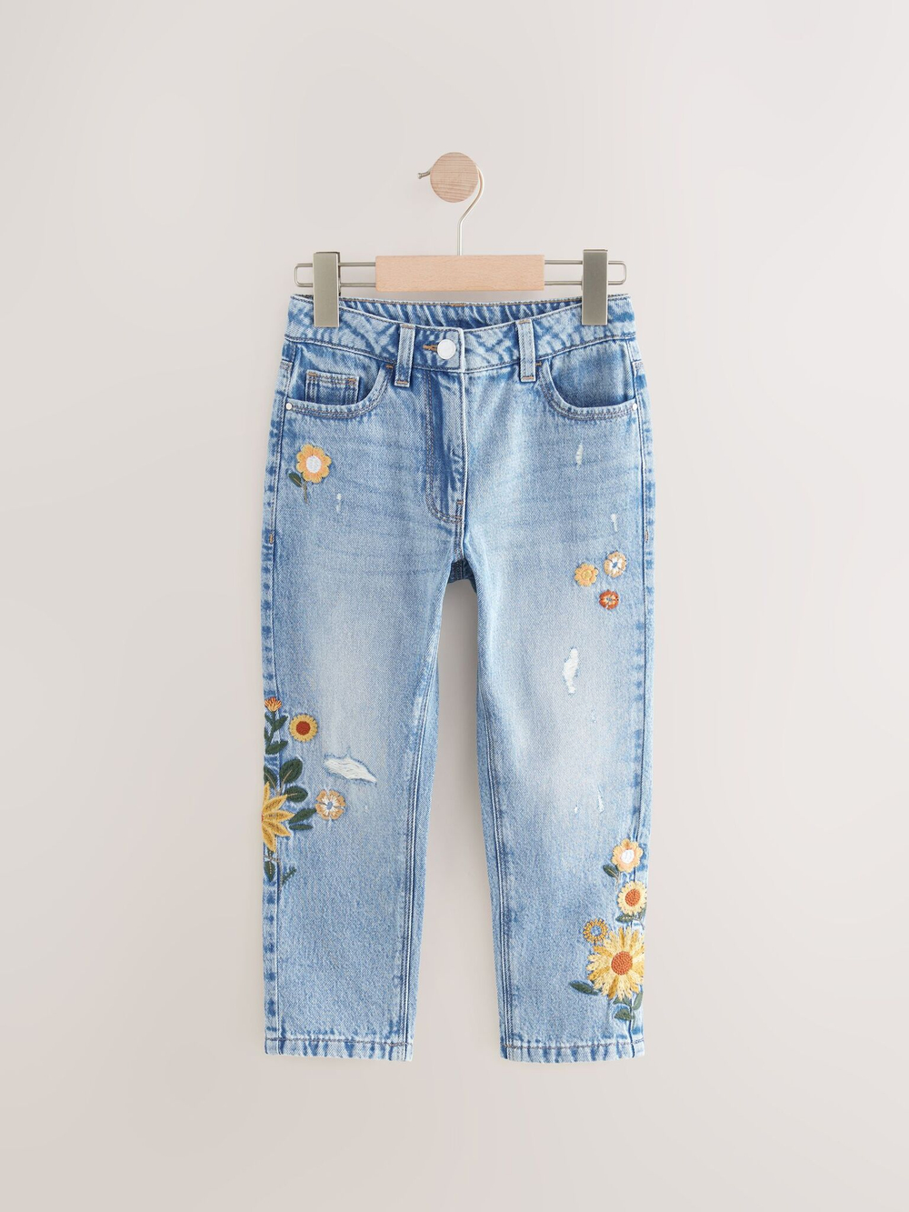 Джинсы с вышивкой для девочки Next E49-514, Голубой