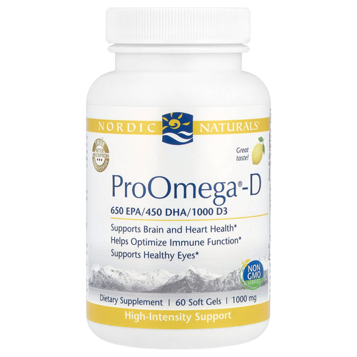Nordic Naturals, ProOmega®-D, лимон, 60 капсул