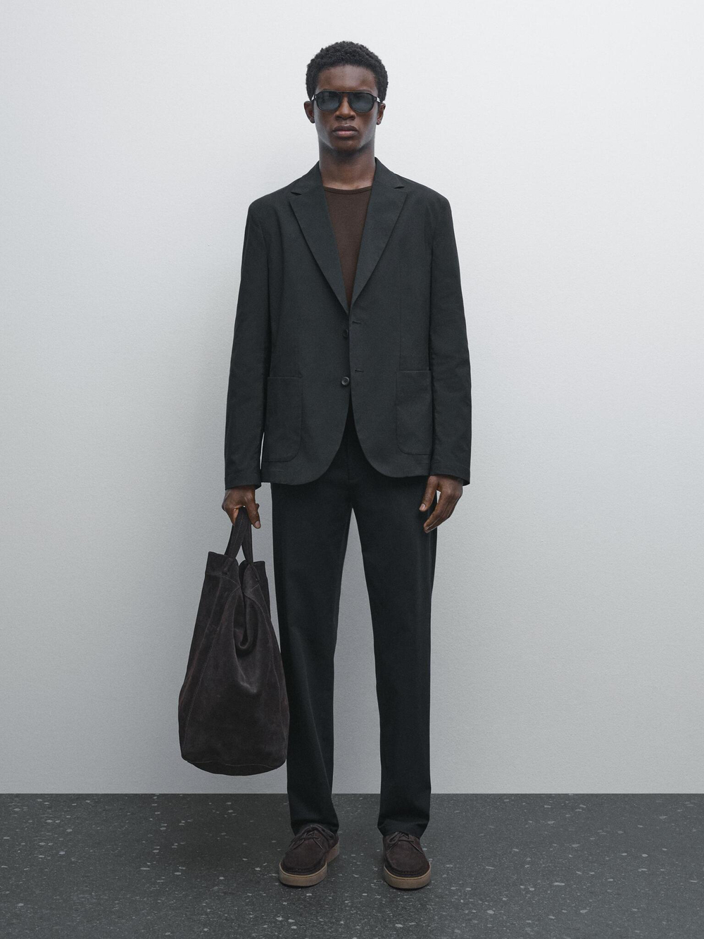 Massimo Dutti Зауженные брюки из хлопковой смеси, темно-синий