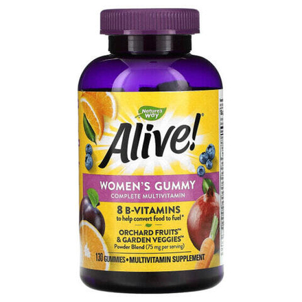 Витаминно-минеральные комплексы Nature's Way, Alive! комплексная мультивитаминная добавка для женщин, ягодный вкус, 130 жевательных конфет