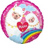 Шар (18"/46 см) Круг, Мама - это любовь (Мама-Лама), Розовый
