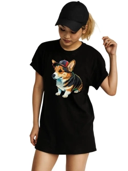 Футболка оверсайз с принтом собакой Бигль Корги Хаски