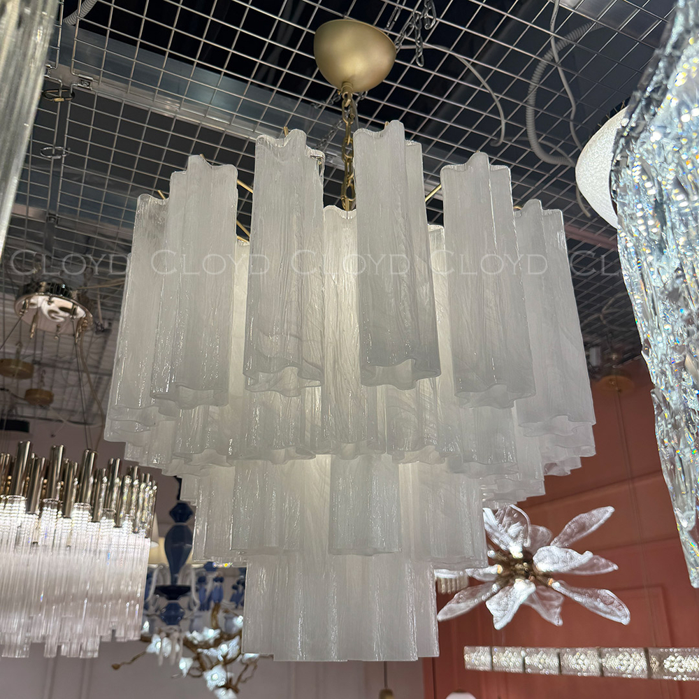 Люстра Cloyd ANNO-B C7 / Ø58 см - латунь светл. - стекло белые облака (арт.11648)