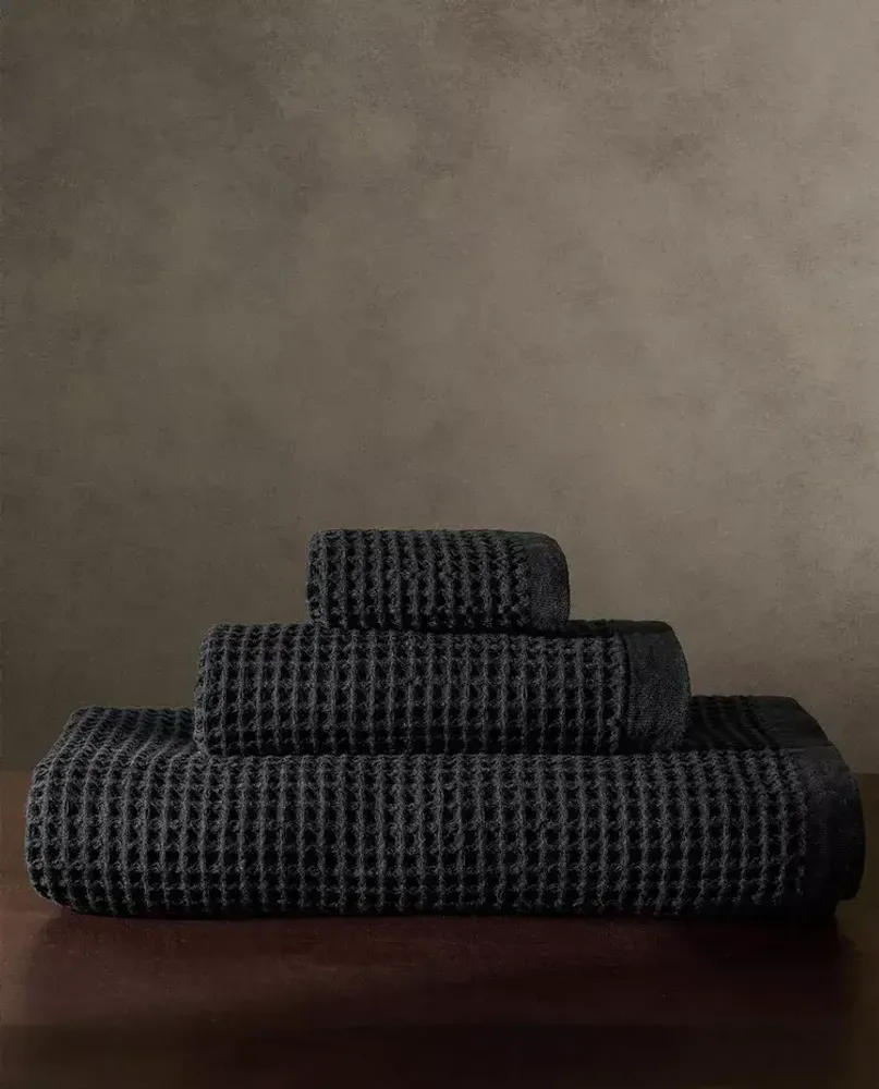 ZARA HOME ВАФЕЛЬНОЕ БАННОЕ ПОЛОТЕНЦЕ, ЧЕРНЫЙ