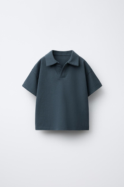 ZARA КОМПЛЕКТ ИЗ ФУТБОЛКИ-ПОЛО И ШОРТОВ, СИНИЙ