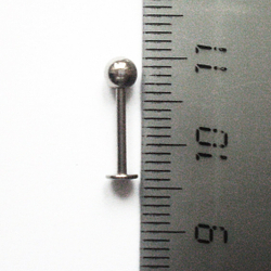 Лабрета 10 мм для пирсинга губы с шариком 4 мм, толщиной 1,2 мм. Медицинская сталь. 1 шт