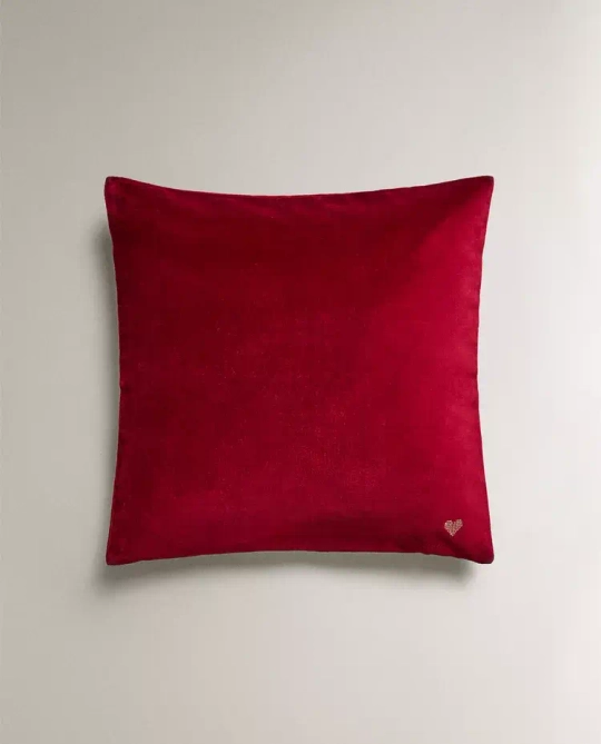 ZARA HOME БАРХАТНАЯ НАВОЛОЧКА НА ПОДУШКУ НА РОЖДЕСТВЕНСКУЮ ТЕМАТИКУ С ВЫШИВКОЙ, КРАСНЫЙ