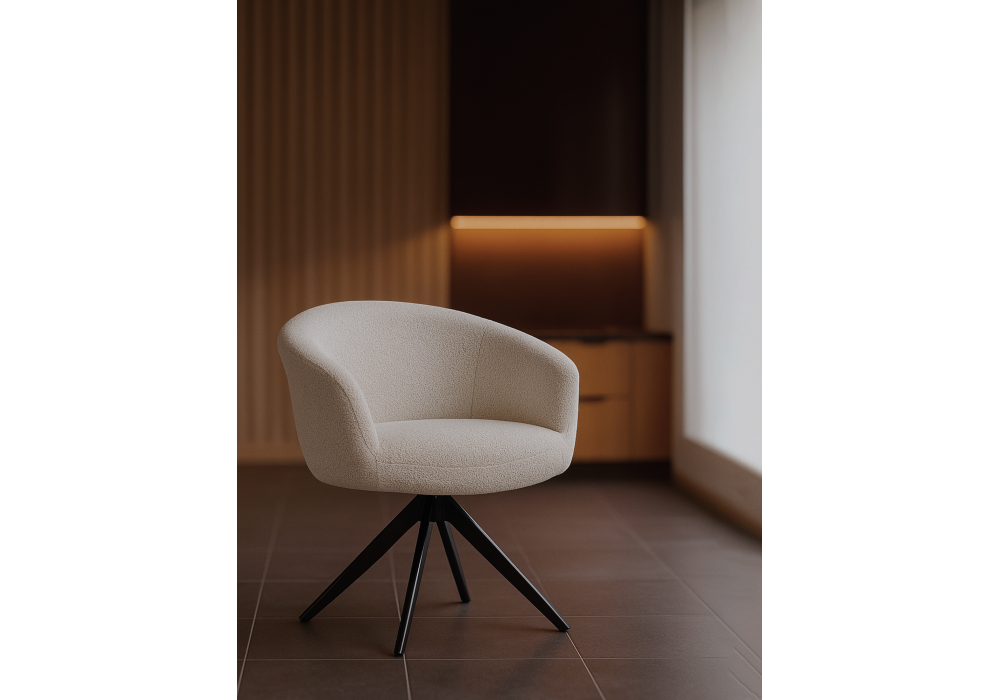 Стул на металлокаркасе Woodville Solomon 1 вращающийся светло-бежевый, черный, ножки черные