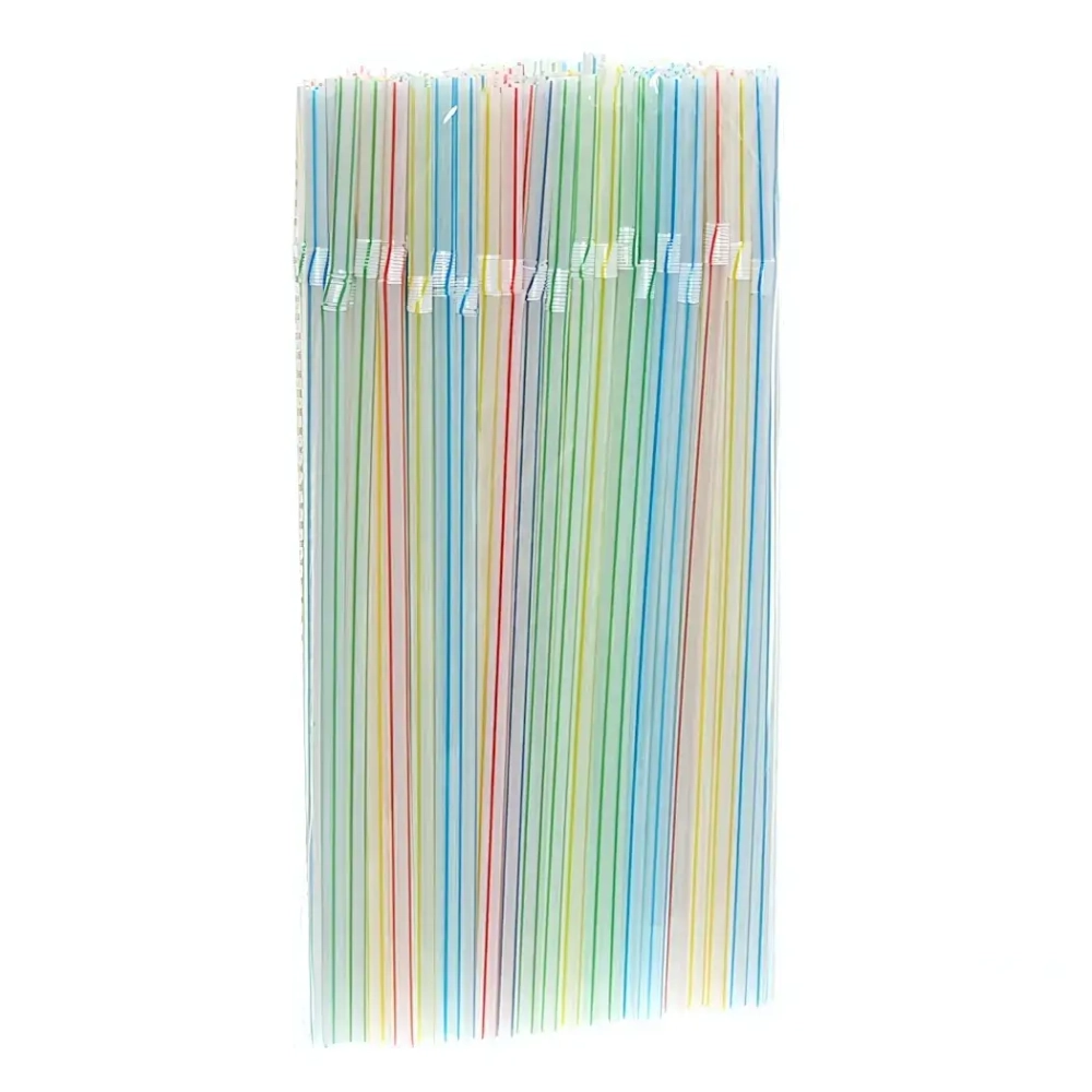 Трубочка для коктейля 5*210мм в наборе 100 шт полосатая