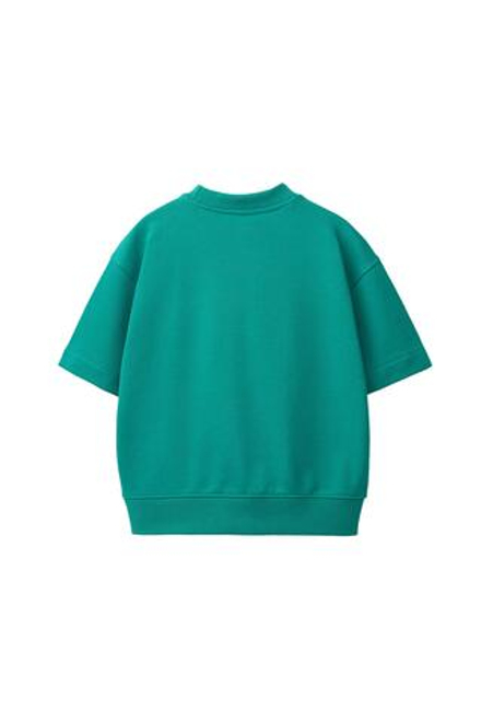 ZARA ТОЛСТОВКА С КОРОТКИМИ РУКАВАМИ И РЕЛЬЕФНОЙ НАДПИСЬЮ, ЗЕЛЕНЫЙ