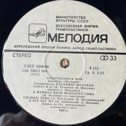 Винтажная виниловая пластинка LP Песняры Зачарованная Моя Пластинка 2 (СССР 1984)