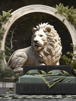 3D Фотообои Барельеф лев и растения