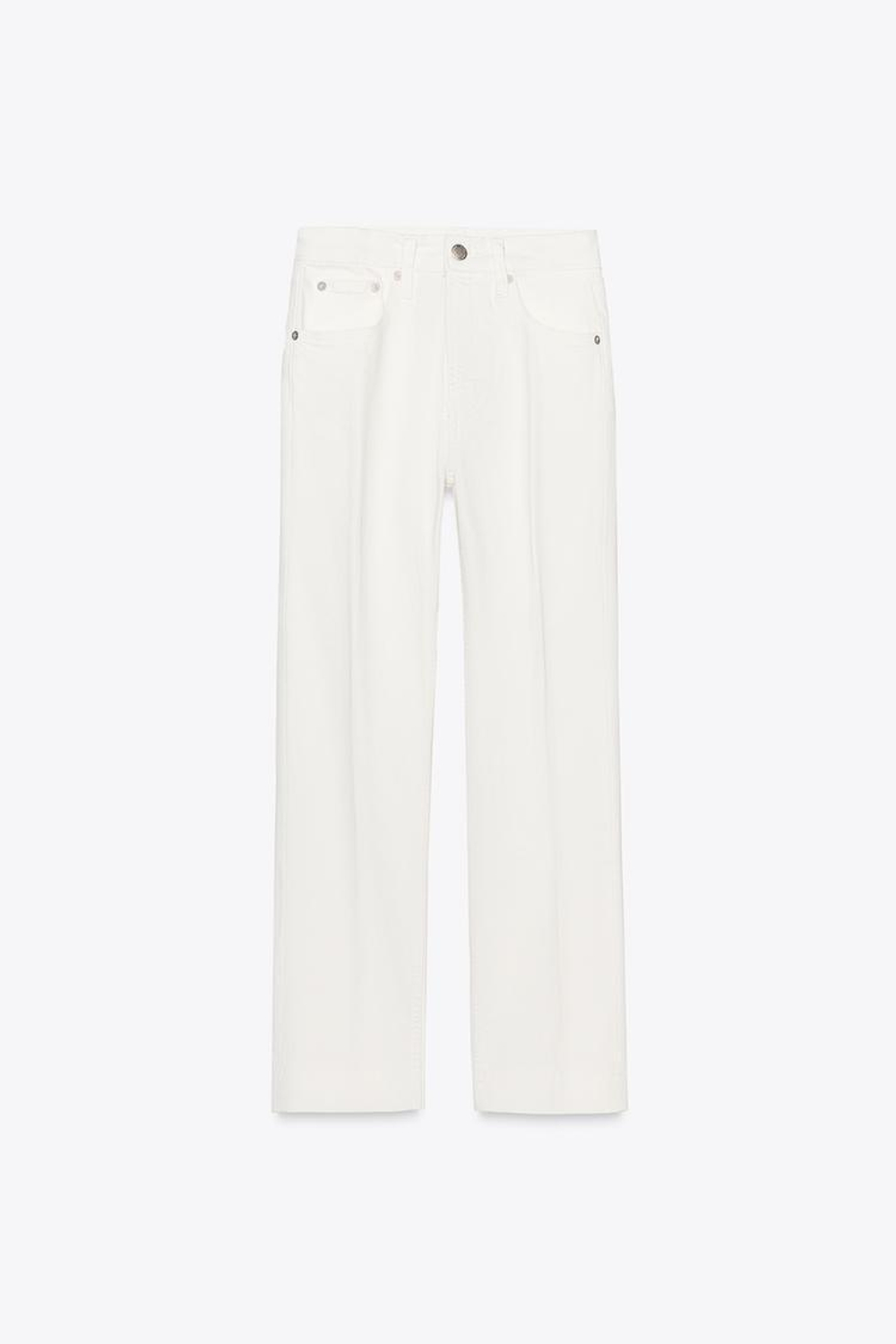 ZARA УКОРОЧЕННЫЕ ДЖИНСЫ С ВЫСОКОЙ ПОСАДКОЙ, БЕЛЫЙ