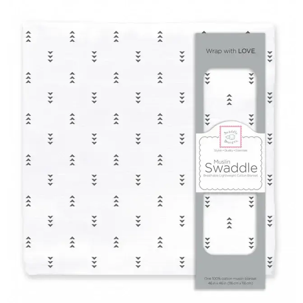 SwaddleDesigns SDM-177BK Пеленка муслиновая - Tiny Arrows, Soft Black