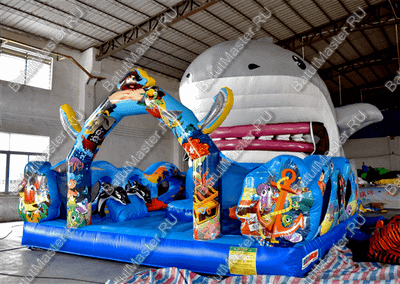 Коммерческий надувной батут "Акула-робот"