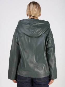 Кожаная куртка демисезонная с капюшоном короткая