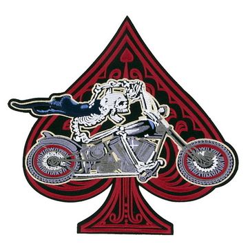 Нашивка Скелет на байке (220 х 220 мм)