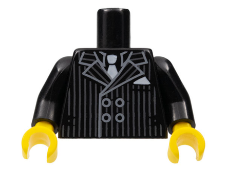 Пиджак в тонкую полоску и с белым галстуком