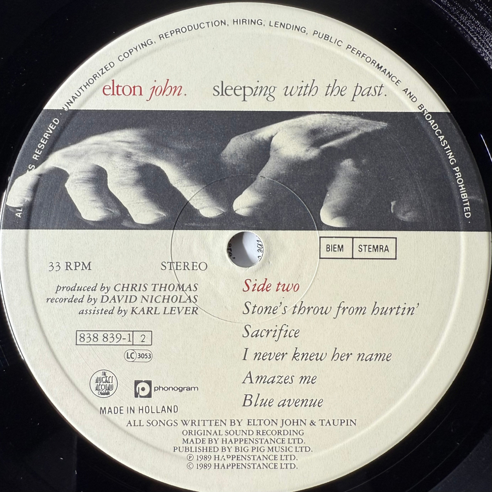 Elton John - Sleeping With The Past (Голландия 1989г.)