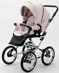 Детская коляска Adamex Porto Retro 2 в 1 PO-PS26 (РОЗ.ТК+РОЗ.КОЖА)