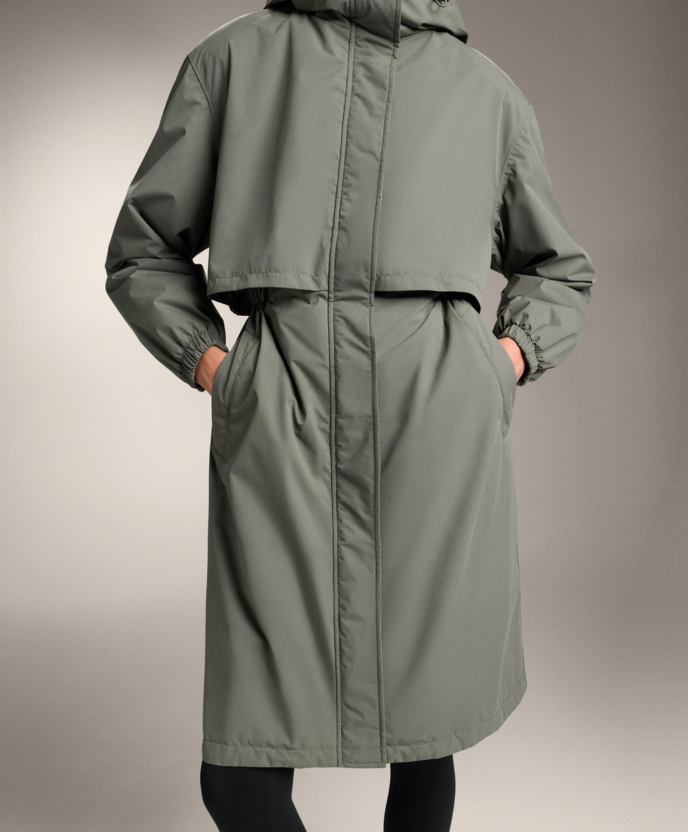 Oysho Водонепроницаемый длинный плащ с подкладкой FELLEX® AEROGEL 10K, темный хаки