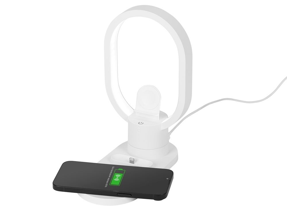 Беспроводная зарядная станция 4-в-1 «Portal» c лампой, 15 Вт (белый)
