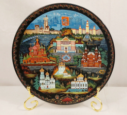 Тарелка " Москва" с росписью Палех в подарочном футляре