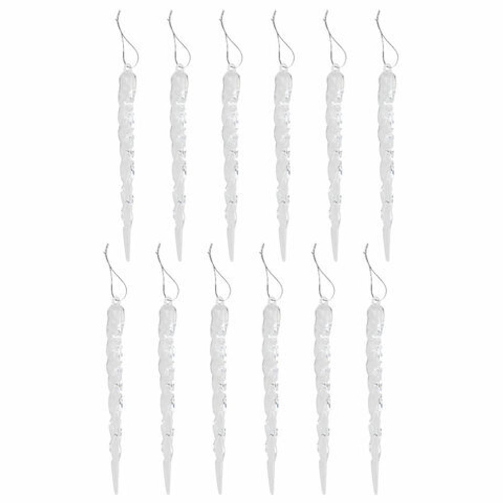 Украшение ёлочное "Сосульки акриловые", 12 шт., 11,5 см, ПВХ-бокс, ЗОЛОТАЯ СКАЗКА, 592147