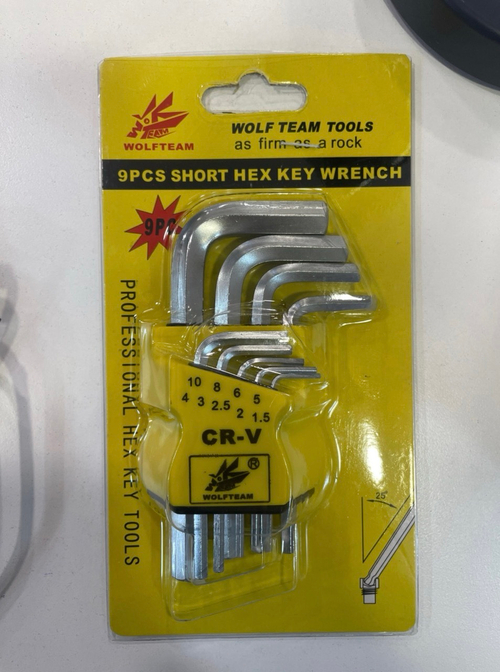 Набор (120 мм) ключей шестигранных, без шара, CrV, 1.5 - 10 мм, 9 шт. (HLJ-001)