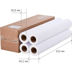 Бумага широкоформатная Комус (ProMega engineer) 120 г/кв.м, длина 30 м, ширина 610 мм, диаметр втулки 50.8 мм, 4 рулона в упаковке
