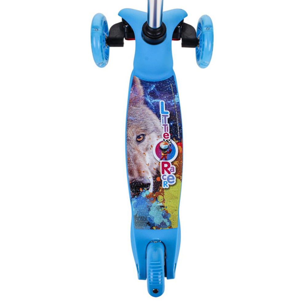 Самокат 3х кол. голубой, 55см, макс.высота ручки 62см. колеса PU свет, макс.вес 45кг.