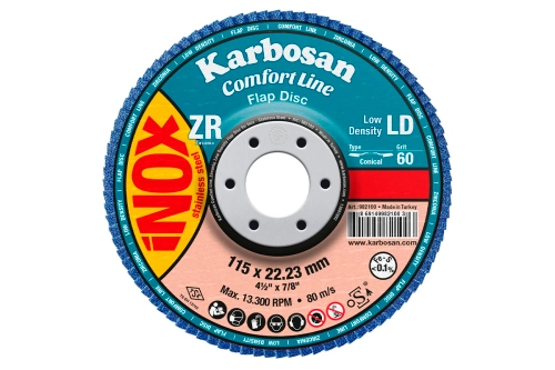 Круг лепестковый КЛТ 2 115х22 Р60 Karbosan Comfort Line ZR LD Flap конический INOX