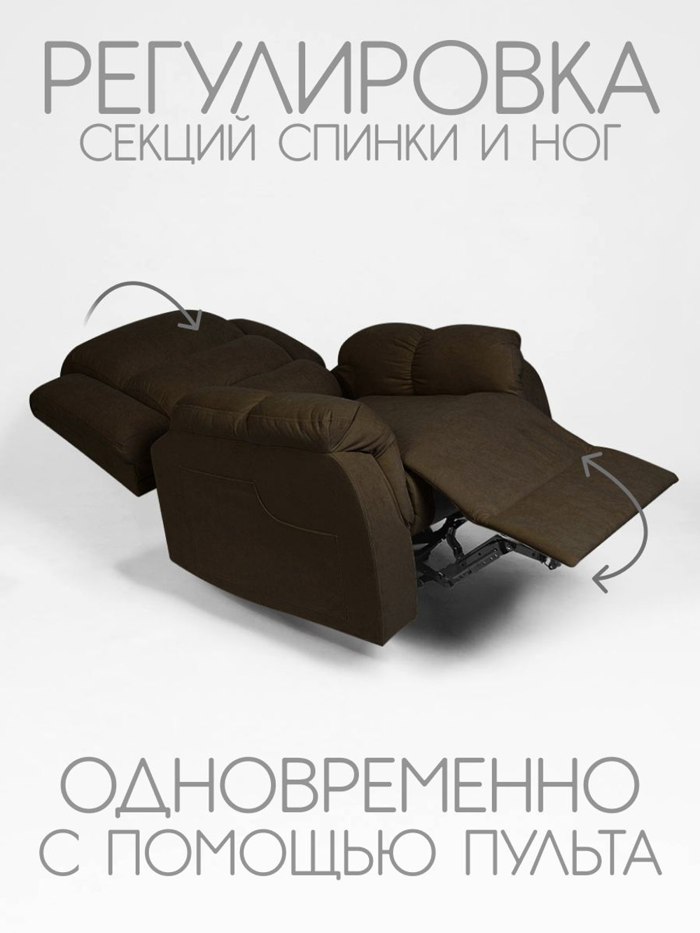 Кресло реклайнер велюр электрическое (1 мотор и 2 мотора)