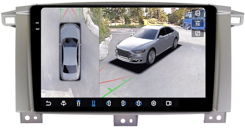 Магнитола для Toyota Land Cruiser 105 1998-2007 - FarCar BX457/1234M-360 монитор 9.5" 2K QLED на Android 13, 6Гб+128Гб, CarPlay, 4G SIM-слот, 4 камеры в комплекте