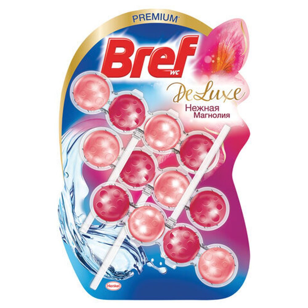 Блок туалетный подвесной твердый 3 шт. х 50 г BREF (Бреф) De Luxe, "Нежная магнолия", 17258