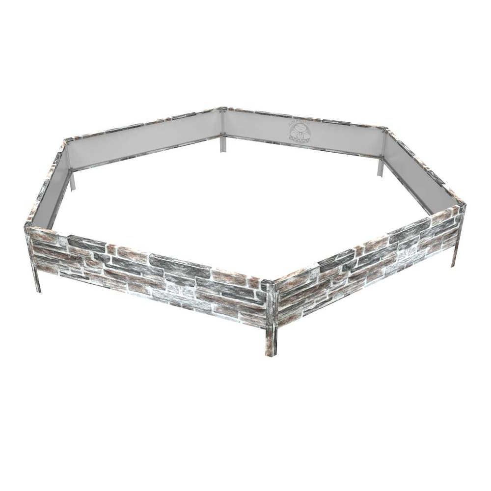 Клумба многоугольная оцинкованная с ножками 1 ярус Камень песчаник