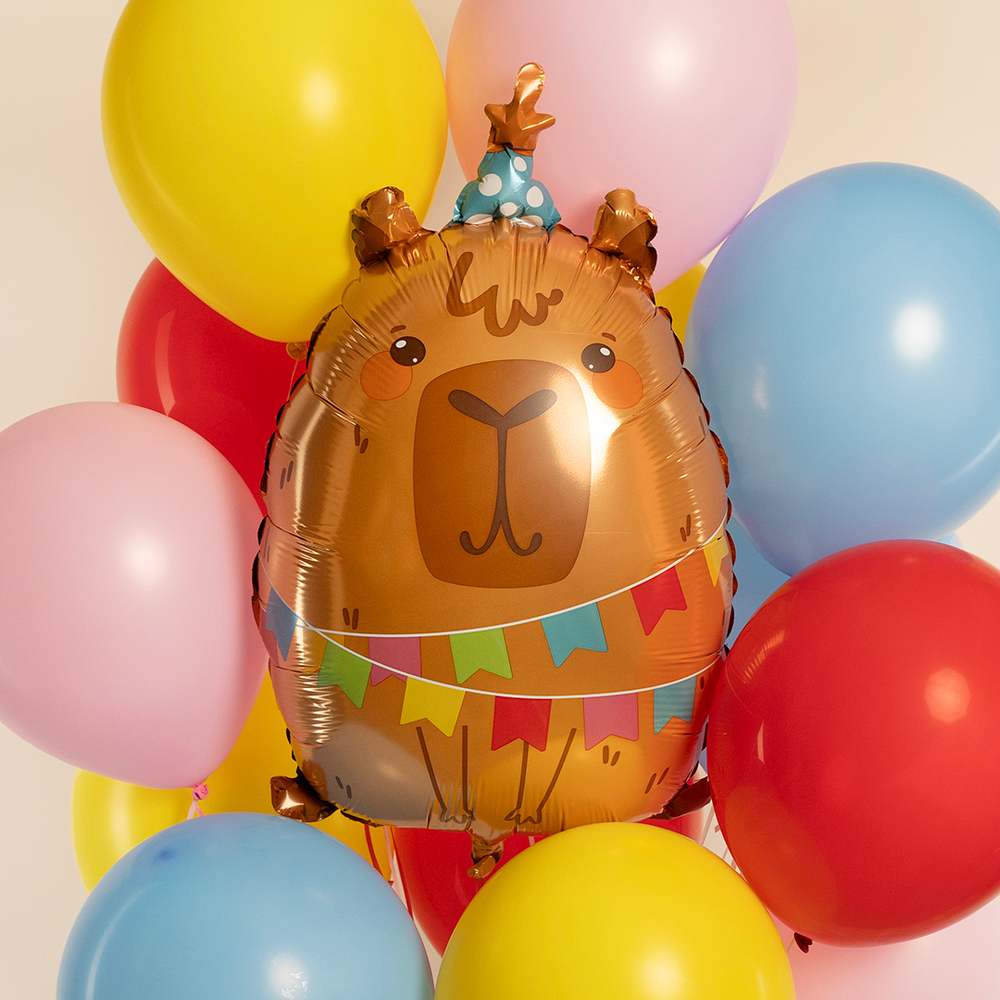 Фольгированный шар-фигура «Капибара на вечеринке», 58 см