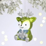 Ёлочная игрушка «Весёлый оленёнок» 8*5.5*11.5 см, Салатовый
