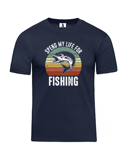 Футболка рыбака Spend my life for fishing прямая темно-синяя