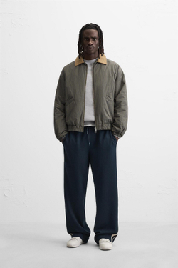 ZARA БРЮКИ ИЗ ВЫСОКОТЕХНОЛОГИЧНОЙ ТКАНИ С ЛАМПАСАМИ, МОРСКОЙ ТЕМНО-СИНИЙ