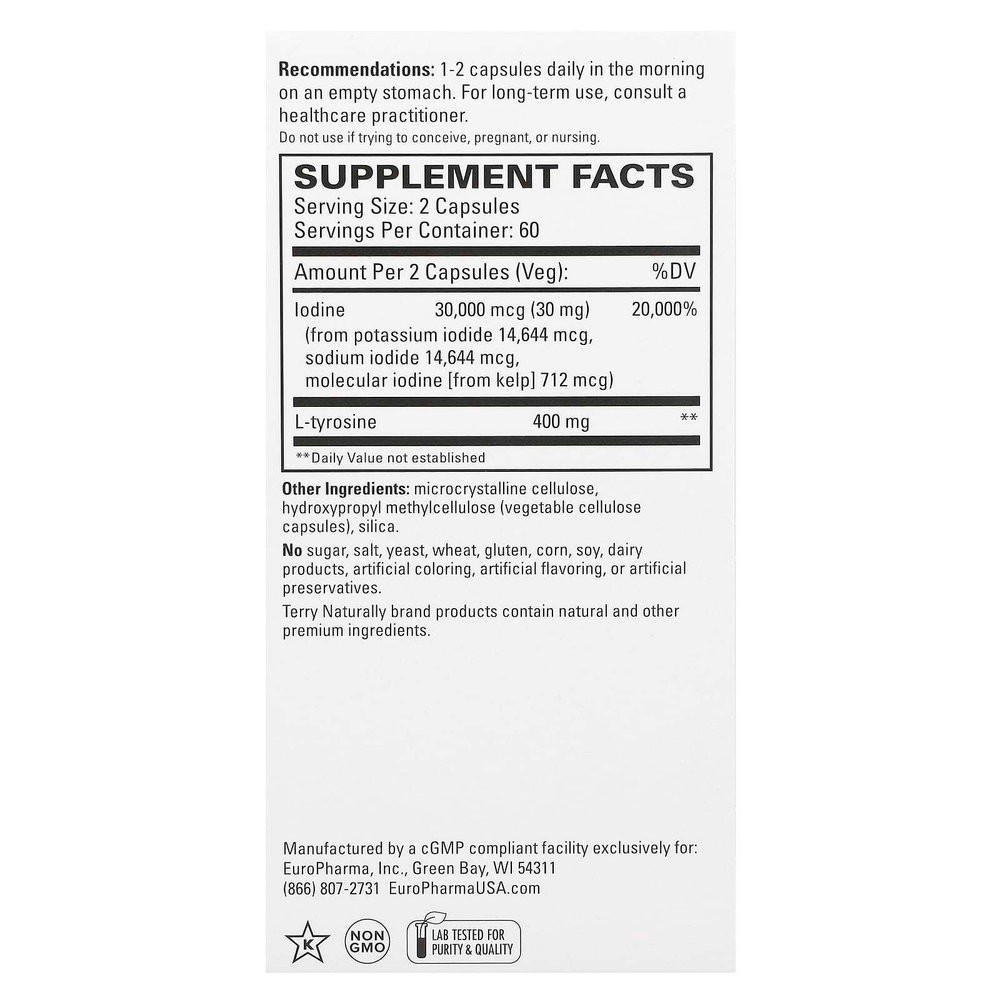 Terry Naturally, Thyroid Care, 120 капсул