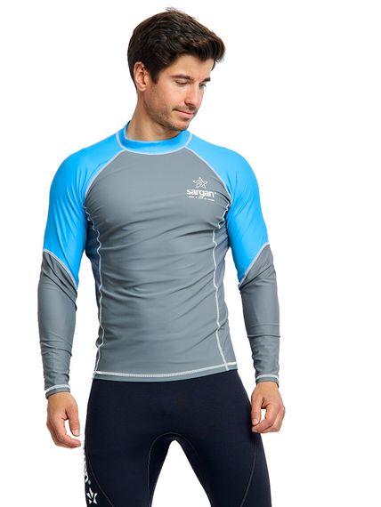 Футболка рашгард лонгслив Sargan Агидель UPF 50+ мужская серо-синяя