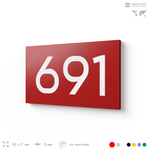 Номер на дверь 691, табличка на дверь для офиса, квартиры, кабинета, аудитории, склада, красная 120х70 мм, Айдентика Технолоджи