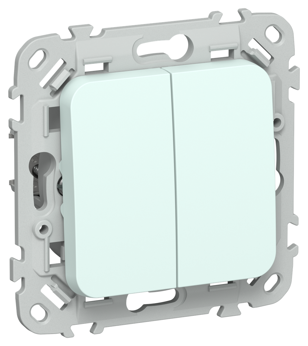 FLITE Выключатель 2-клавишный проходной 10А ВС62-1-0-ФлХЛ холодный лед IEK