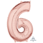 Шар фольгированный Цифра 6 66 см (Розовое Золото)