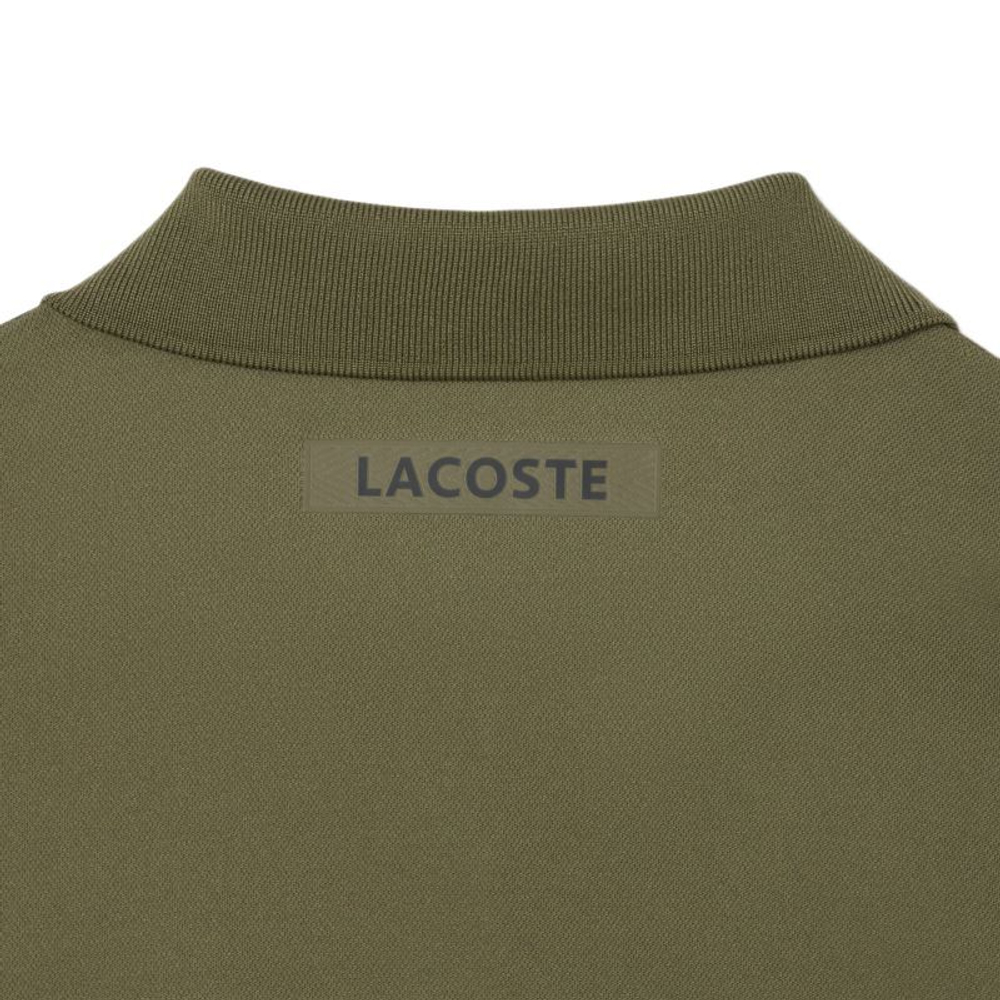 Мужское теннисное поло Lacoste Ultra Dry Printed Slim Fit Tennis - khaki green