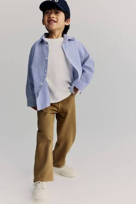 H&M Хлопковая рубашка, синий/белый