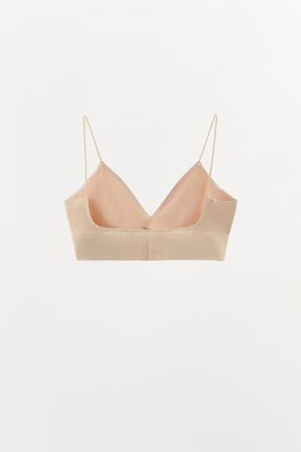 ZARA БЕСШОВНЫЙ БРАЛЕТТ С ТРЕУГОЛЬНЫМИ ЧАШКАМИ, БЕЖЕВЫЙ