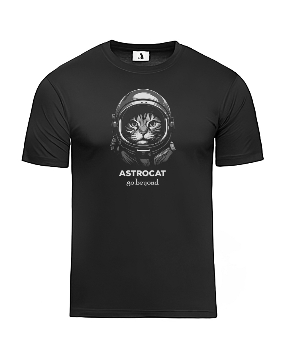 Футболка Astrocat Go beyond прямая черная с серым рисунком
